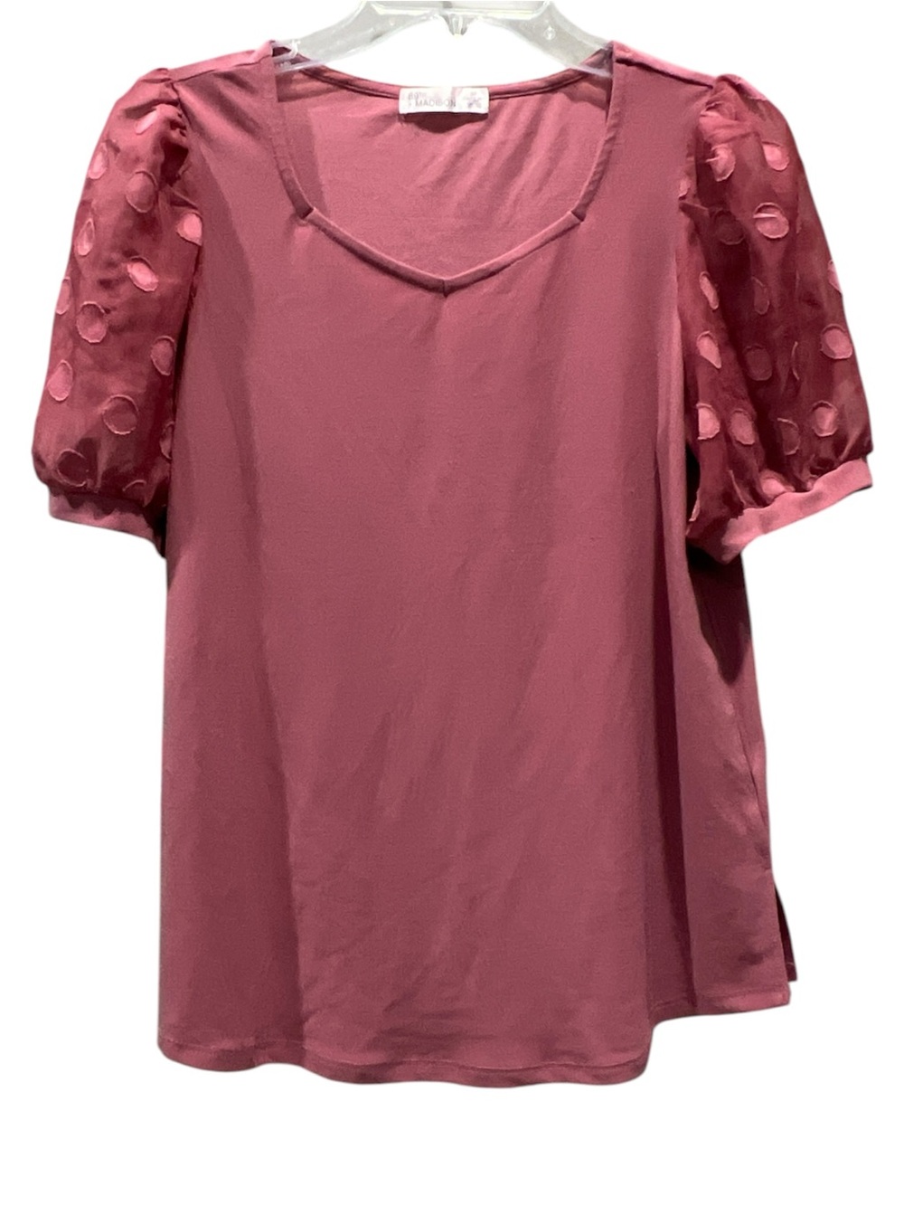 89th & Madison Dusty Rose Puff-Sleeve Short Sleeve Top